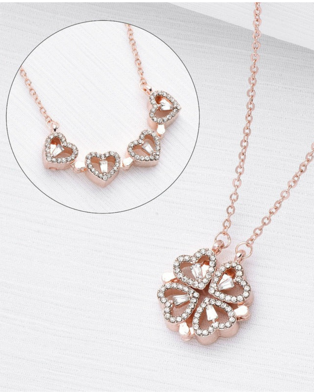 Celeste Clover Colar Trevo de Corações Dourado ou Prateado Serenyah