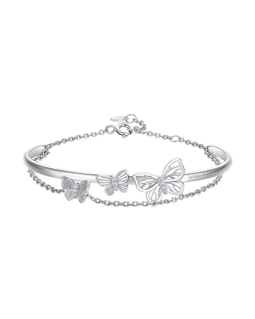 Monarque Argenté Bracelete Feminino Prateado com Borboletas Serenyah