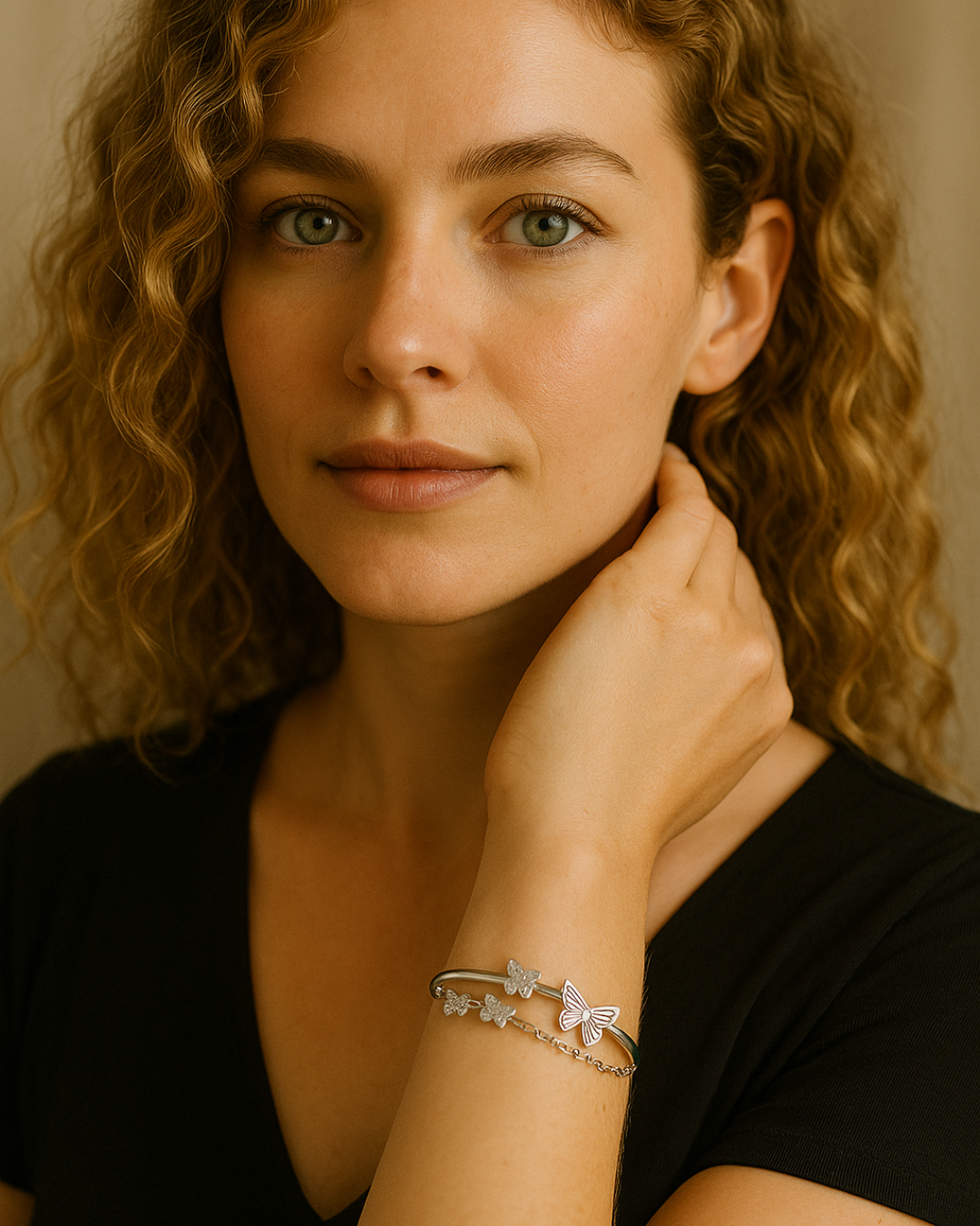 Monarque Argenté Bracelete Feminino Prateado com Borboletas Serenyah