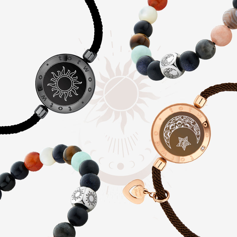 Sun & Moon Touch Milan Rope with Natural Beads Bracelets Set