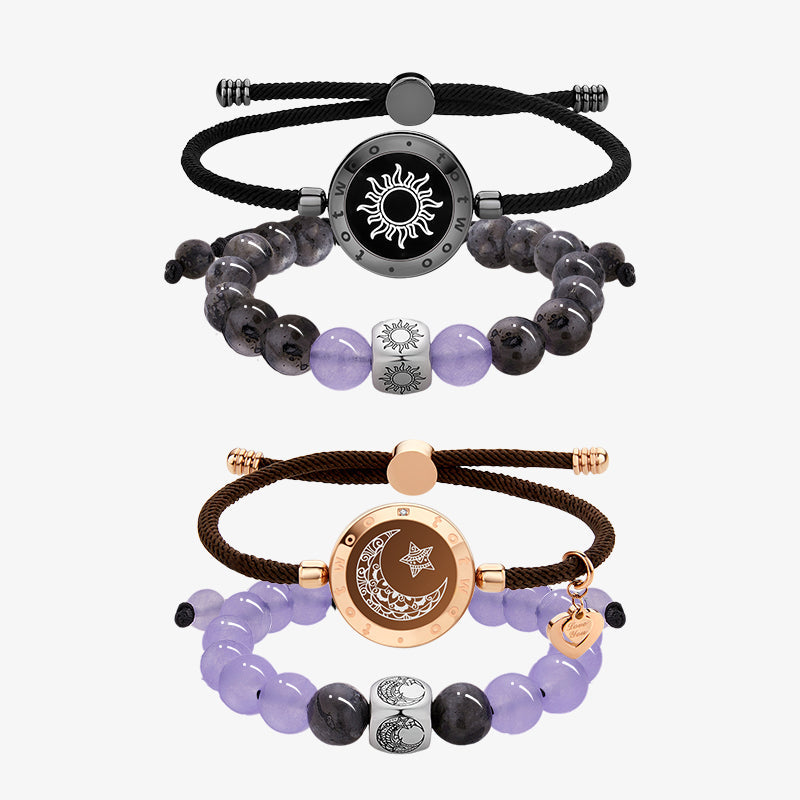 Sun & Moon Touch Milan Rope with Natural Jade Bracelets Set