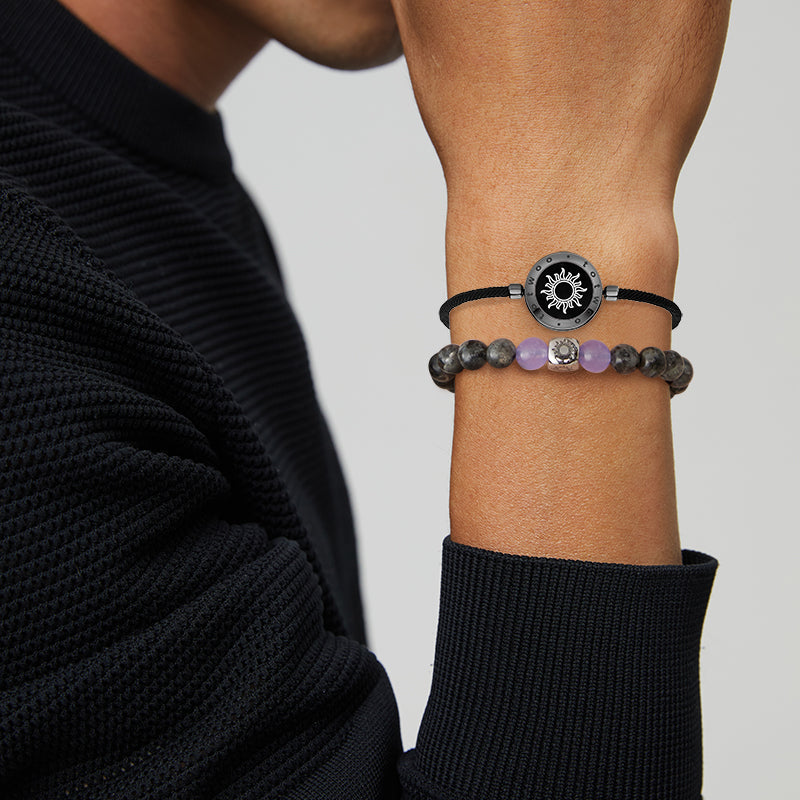 Sun & Moon Touch Milan Rope with Natural Jade Bracelets Set