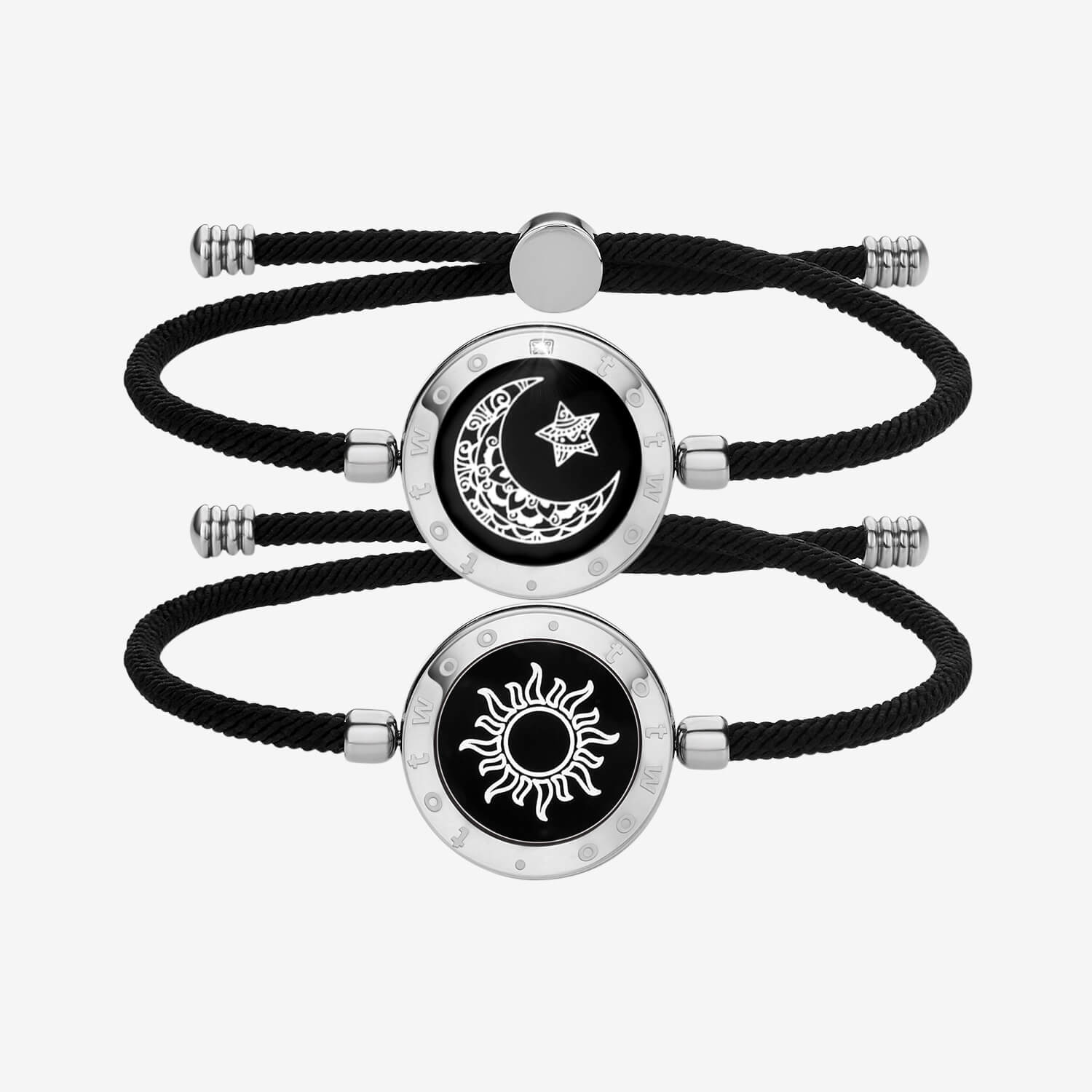 Sun & Moon Touch Bracelets with Milan Rope(Black+Black)