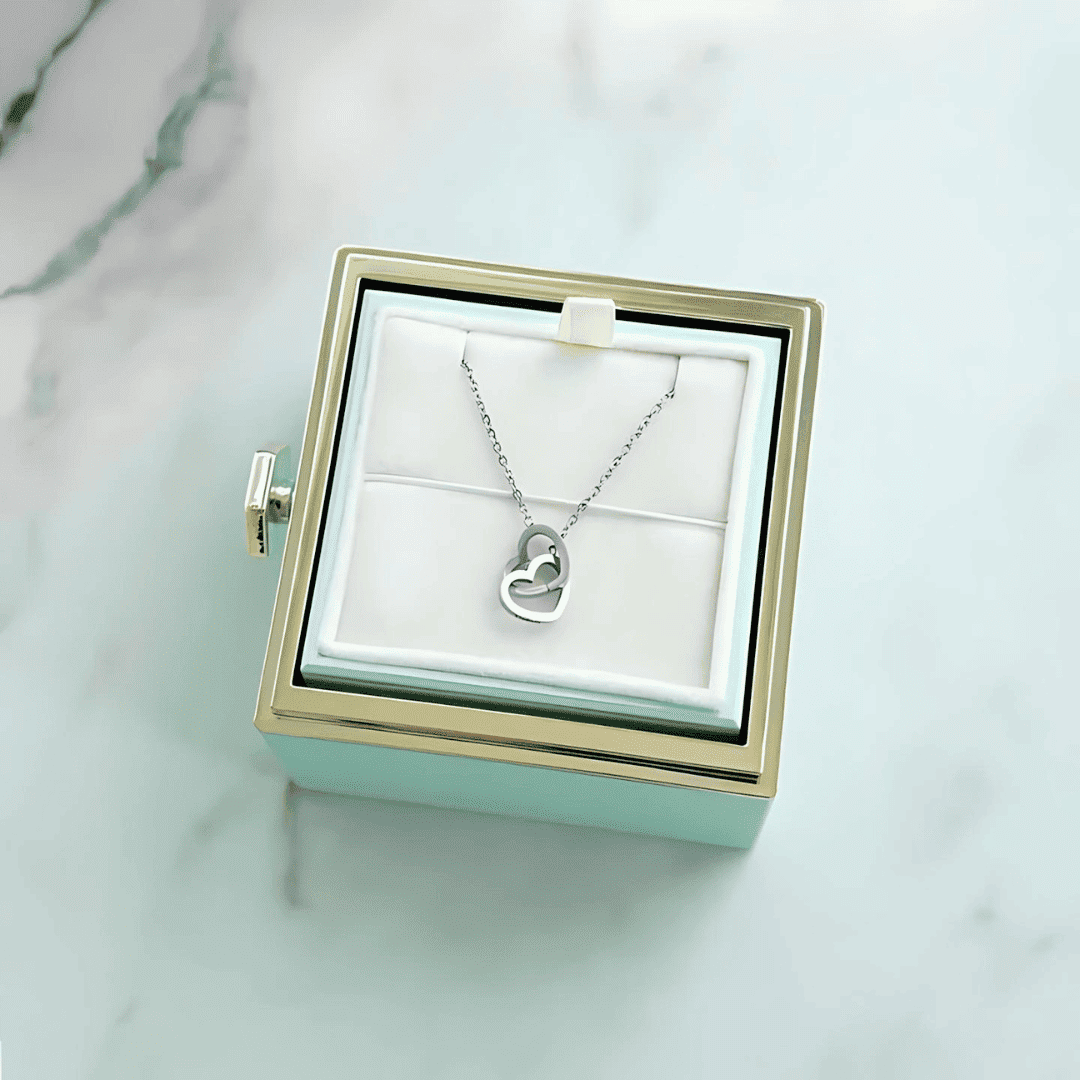 Eternal Rose & Personalized Heart Necklace