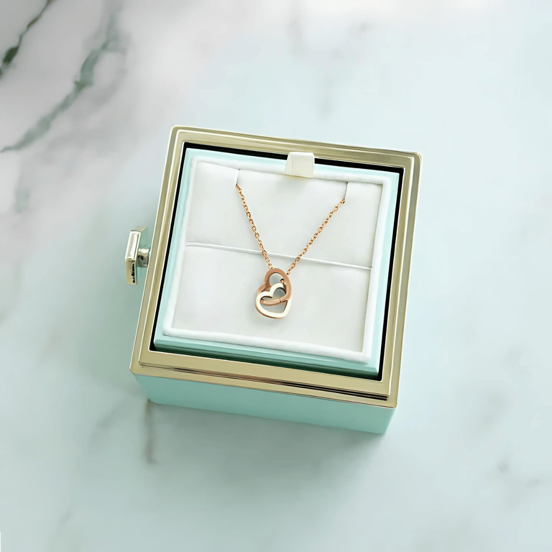 Eternal Rose & Personalized Heart Necklace