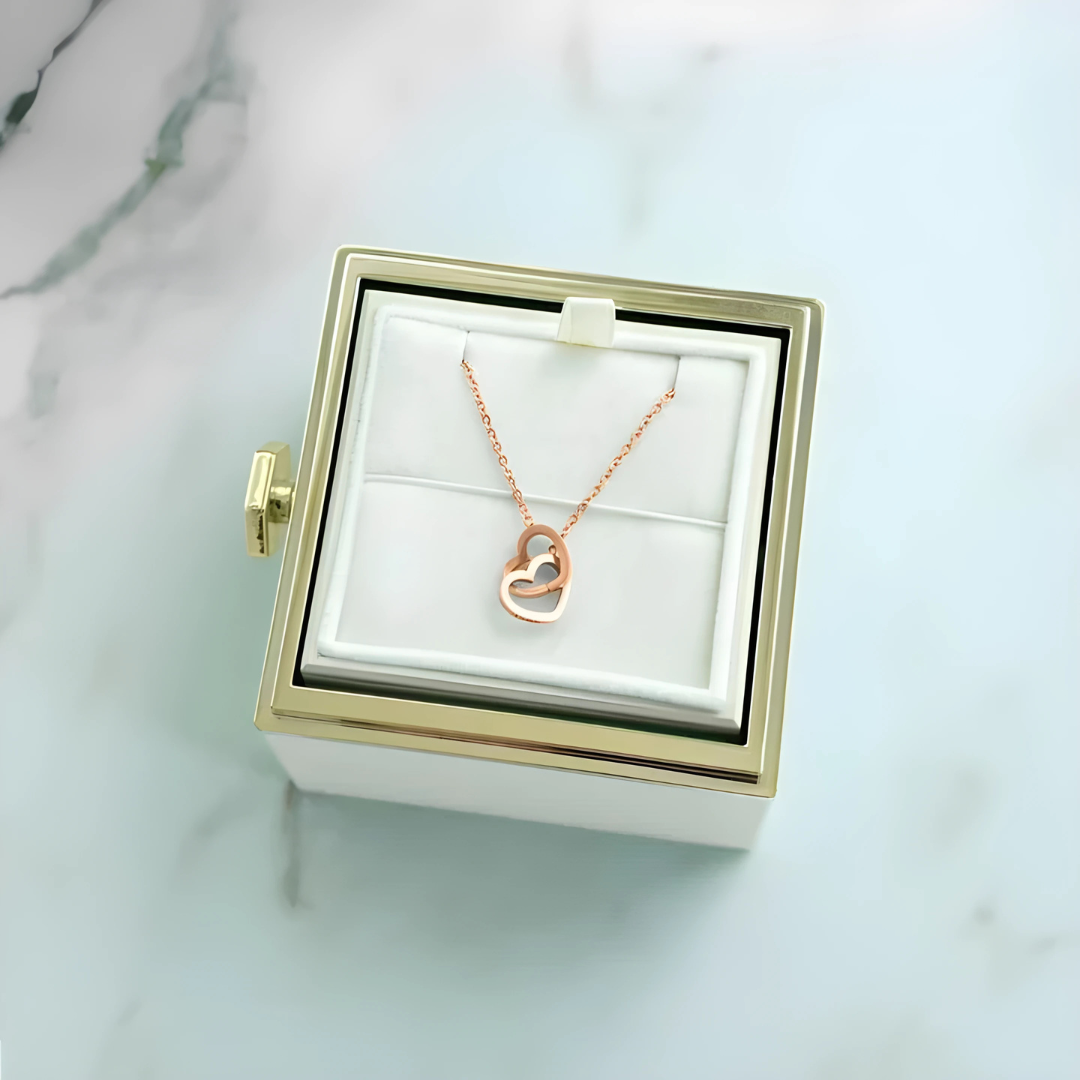 Eternal Rose & Personalized Heart Necklace