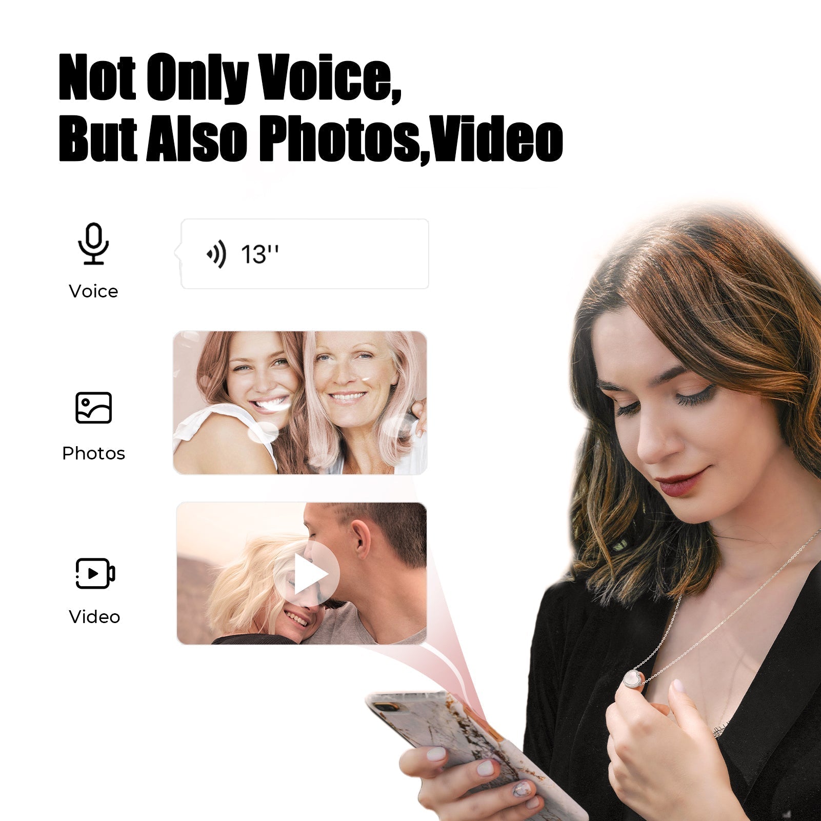 Totwoo Memory NFC Necklace(18K White Gold Plated Silver & Mother of Pearl)