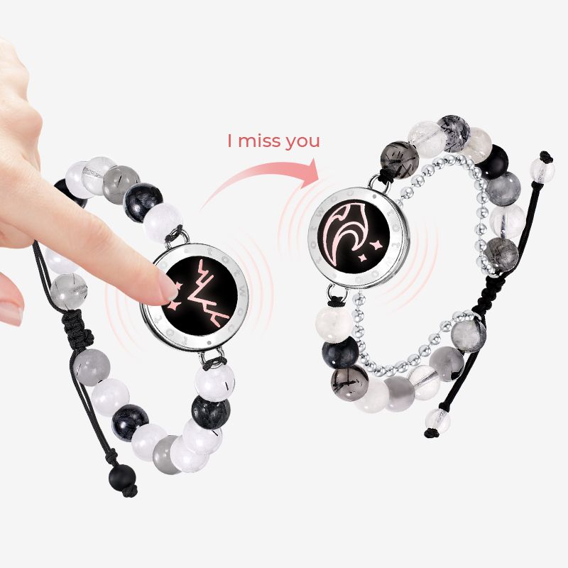 Mountain & Sea Touch Bracelets with Beaded Black Rutilated Quartz