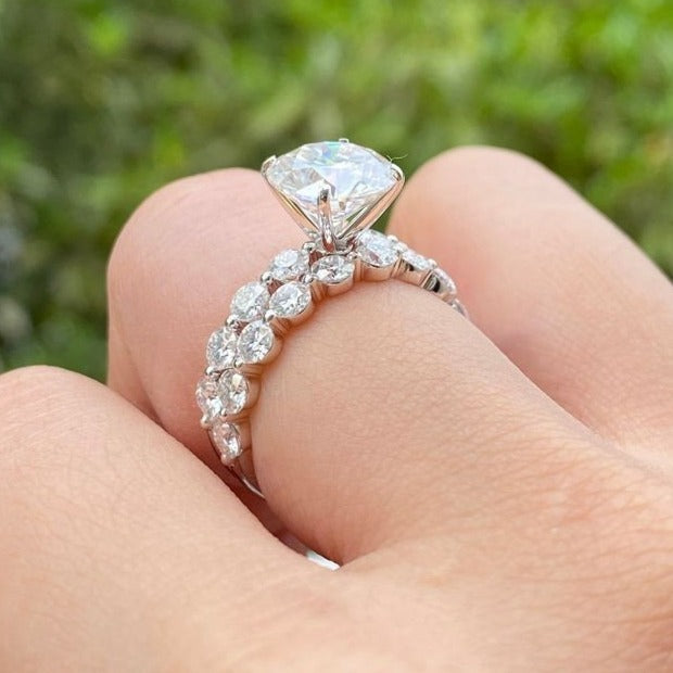 2 CT Round Cut Solitaire Bridal Set Ring in Sterling Silver