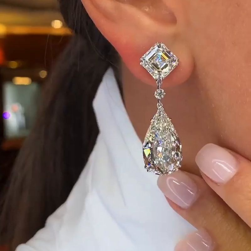 11ct Pear Cut White Zircon Drop Earrings