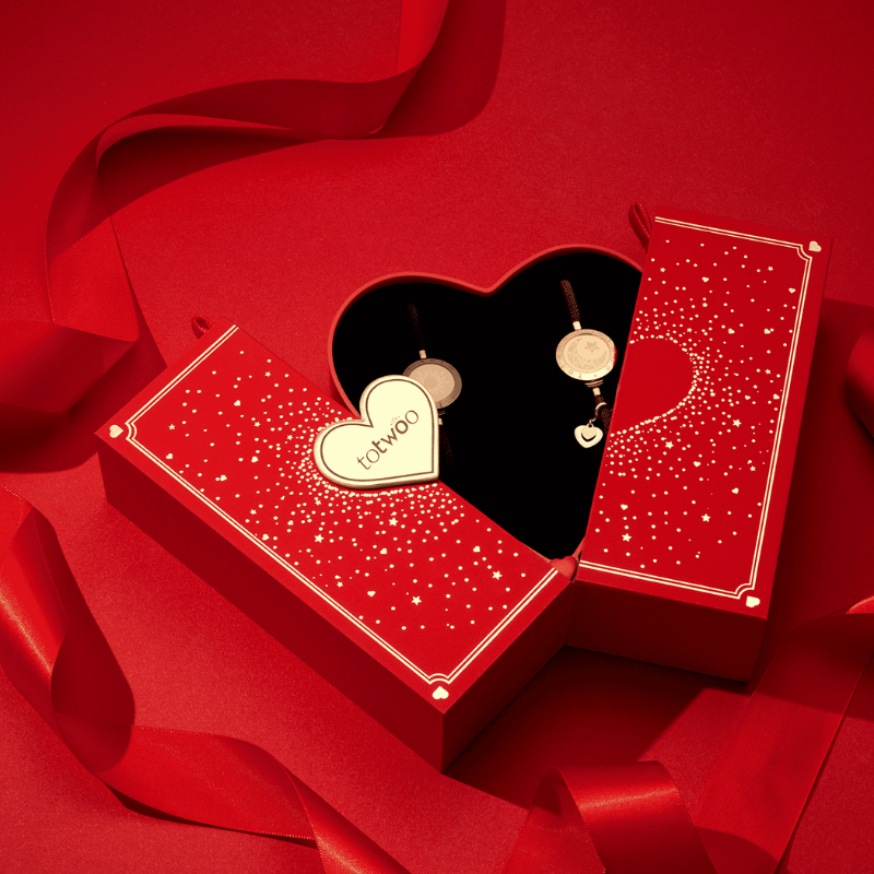 [Connected in Red Gift Packaging] Sun&Moon Touch Bracelets with Milan Rope (Black+Brown)