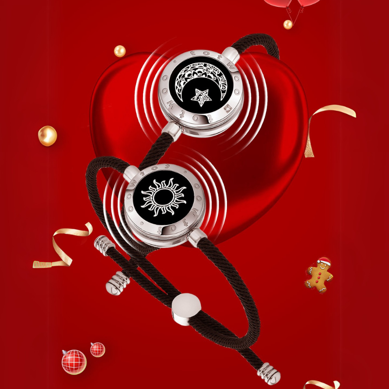 [Connected in Red Gift Packaging] Sun&Moon Touch Bracelets with Milan Rope(Silver+Silver)