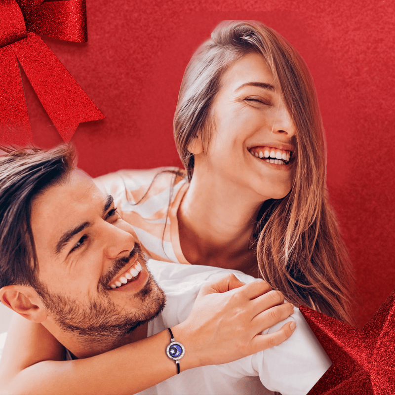 [Connected in Red Gift Packaging] Sun&Moon Touch Bracelets with Milan Rope(Silver+Silver)