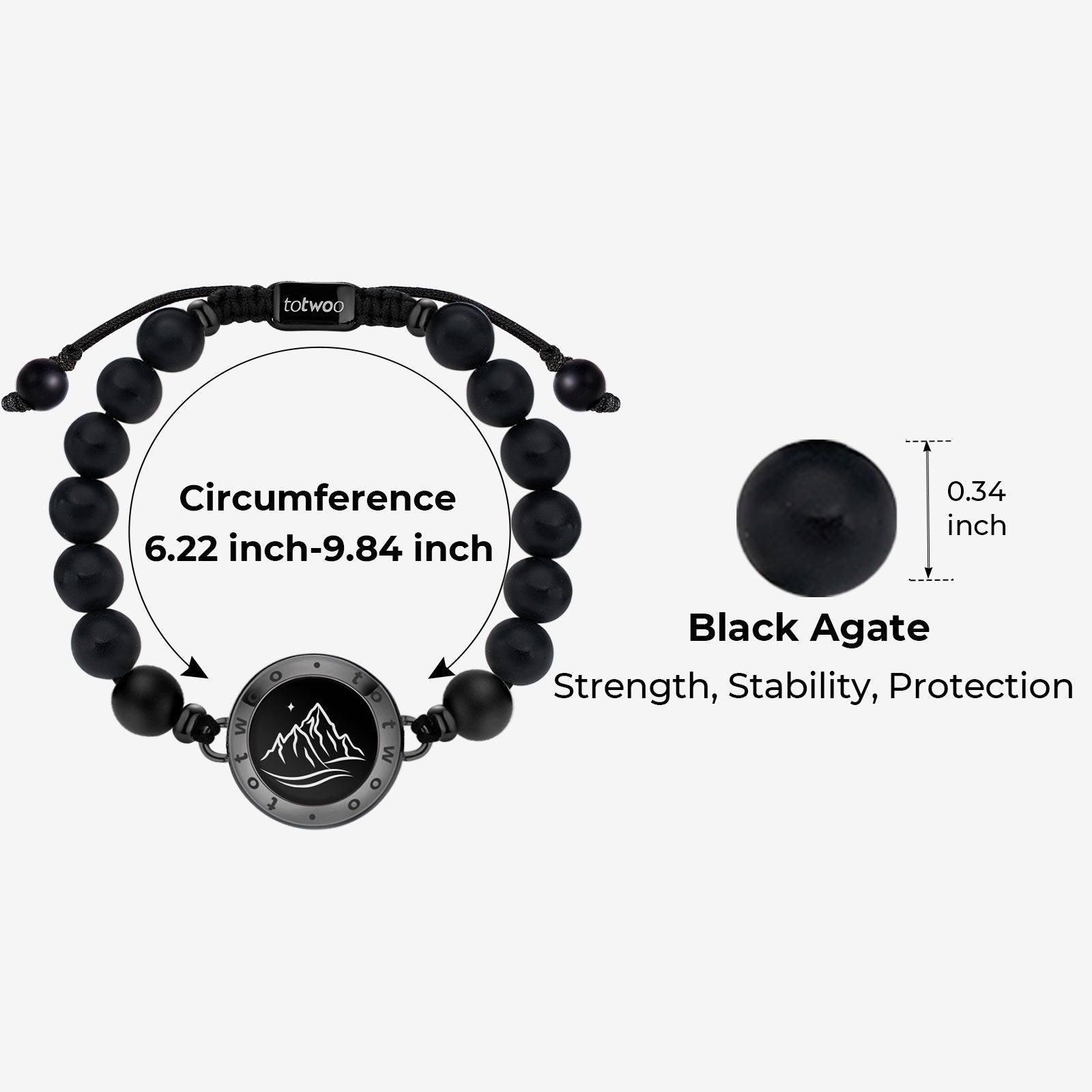 Mountain & Sea Touch Bracelets with Beaded Black Agate and Pink Persian Jade