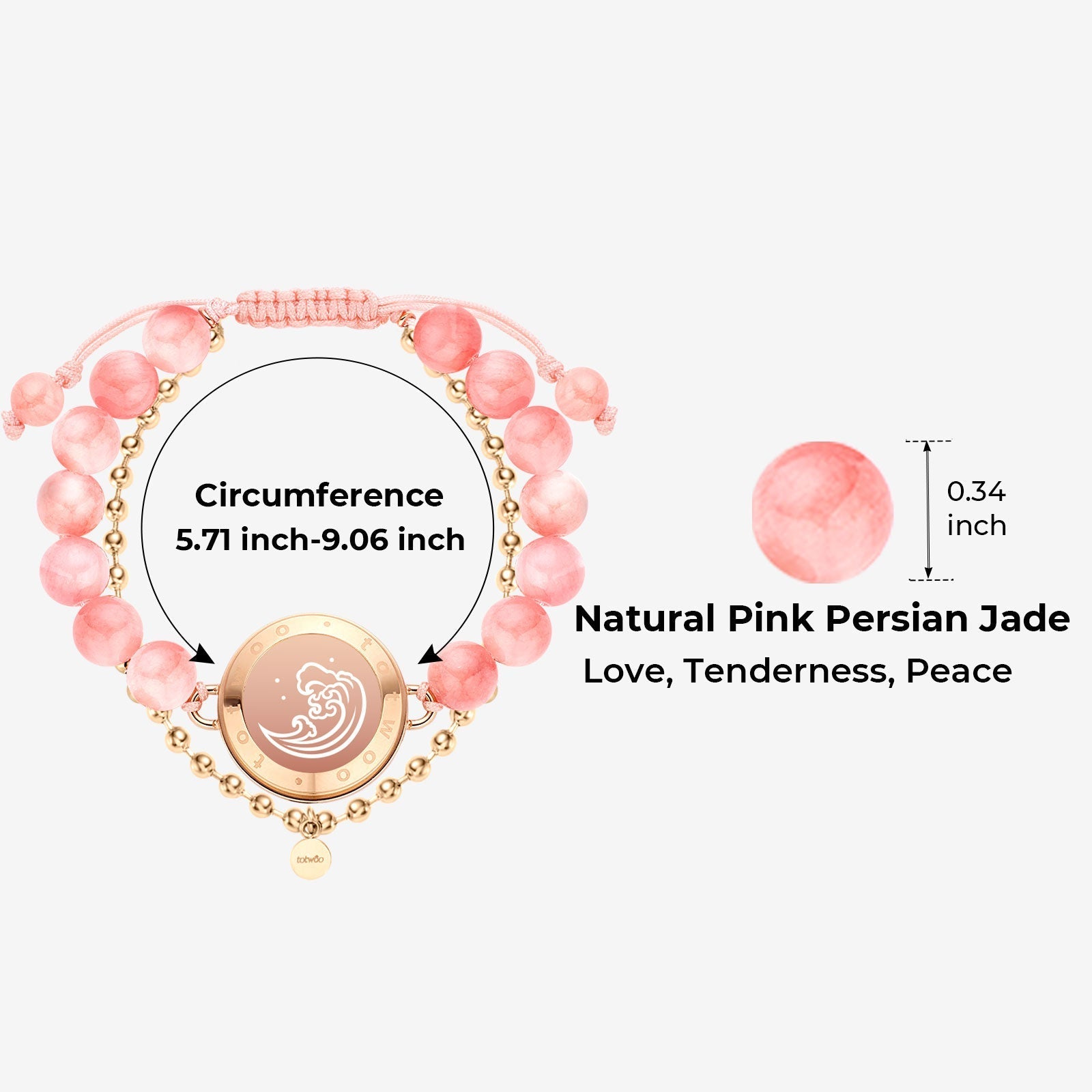 Mountain & Sea Touch Bracelets with Beaded Black Agate and Pink Persian Jade