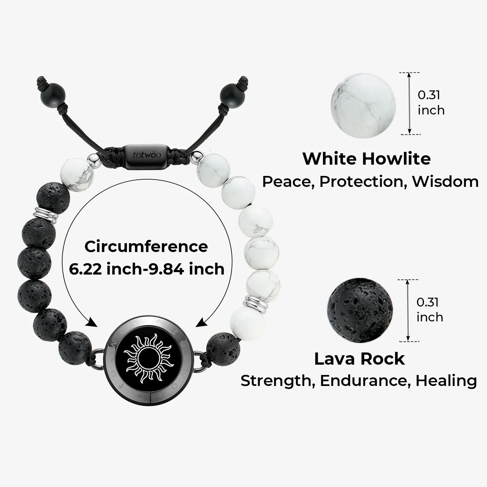 Sun & Moon Touch Bracelets with Phantasmal Beads (Black+Rose Gold)