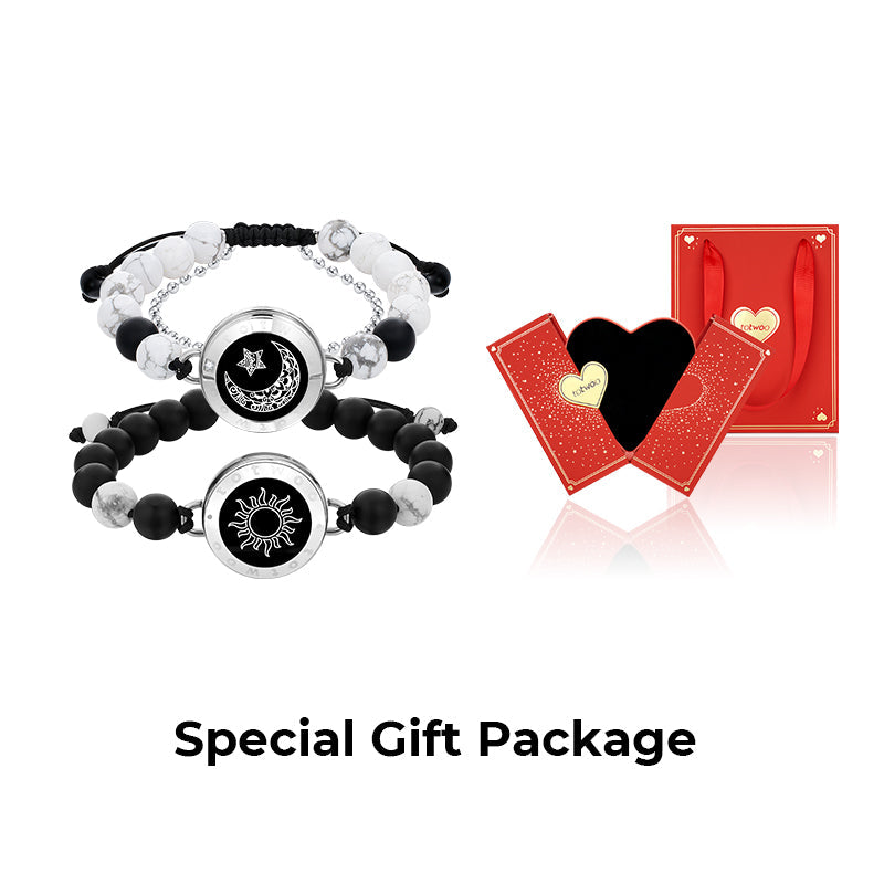 [Connected in Red Gift Packaging] Sun&Moon Touch Bracelets with Matching Beads