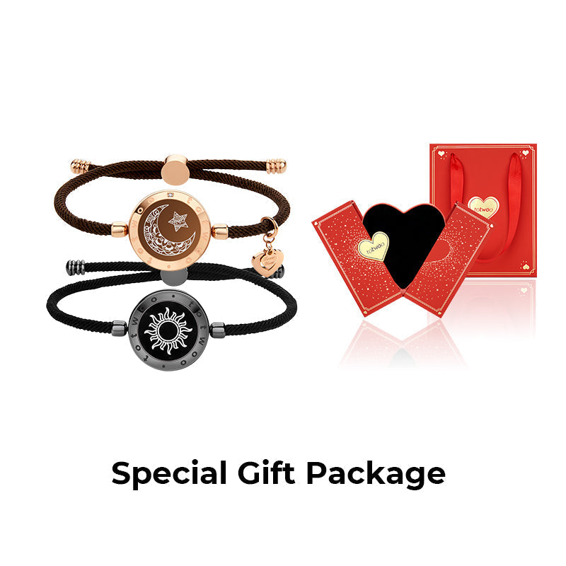 [Connected in Red Gift Packaging] Sun&Moon Touch Bracelets with Milan Rope (Black+Brown)
