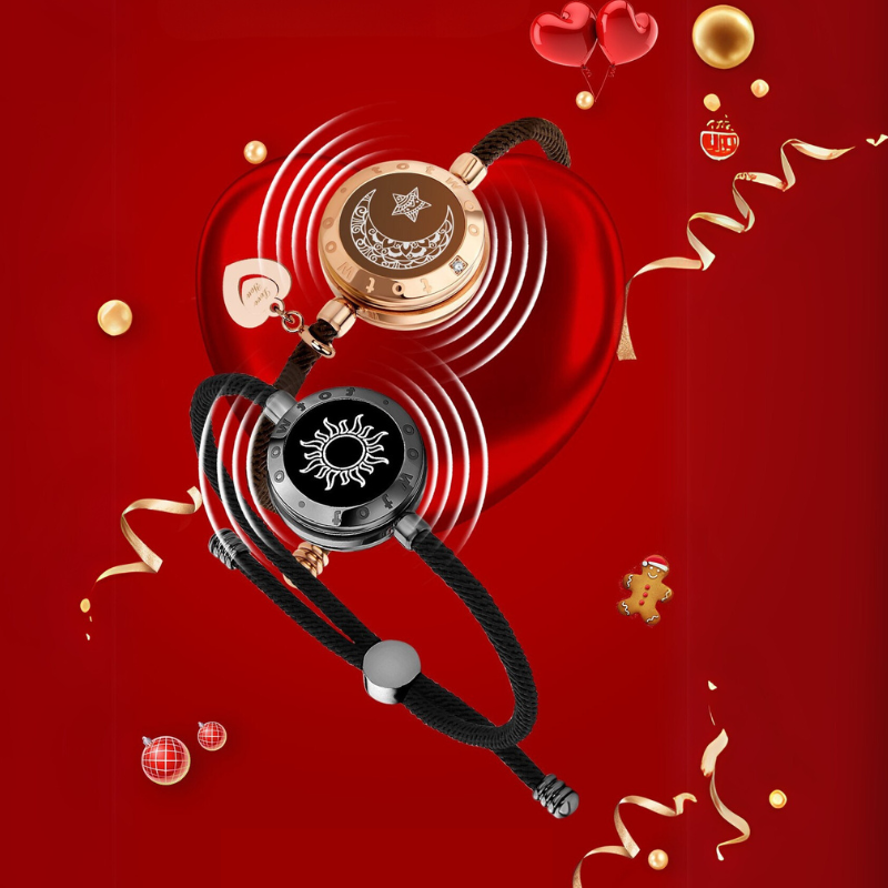 [Connected in Red Gift Packaging] Sun&Moon Touch Bracelets with Milan Rope (Black+Brown)